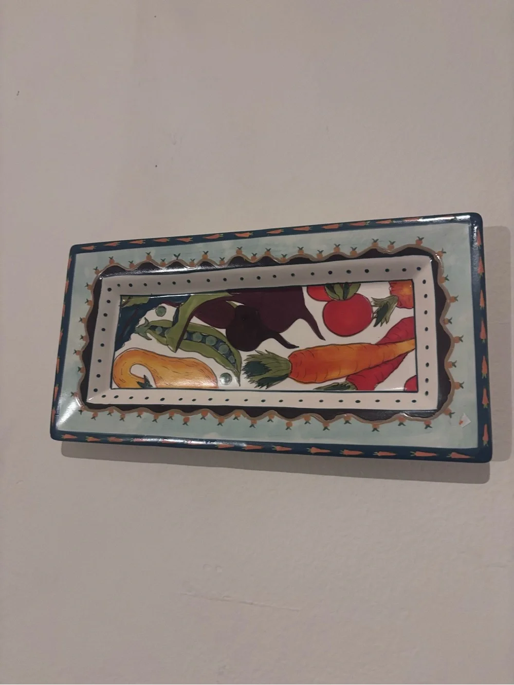 Hand-Painted Ceramic Vegetable Platter - Multicolor Accent